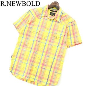 R.NEWBOLD ポールスミス 春夏 半袖 マドラス チェック★ ウエスタン シャツ Sz.M　メンズ 黄色　A2T08942_8#A