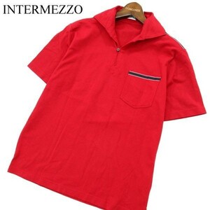 INTERMEZZO インターメッツォ レナウン 春夏 半袖 カッタウェイ★ 1B ストレッチ ポロシャツ Sz.M　メンズ 赤 日本製　A2T08917_8#A