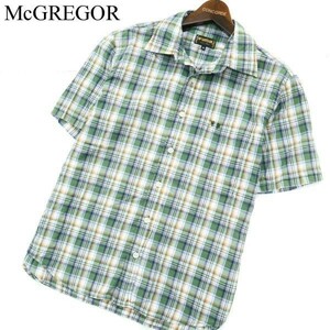 McGREGOR マクレガー 春夏 半袖 ロゴ刺繍★ レギュラー チェック シャツ Sz.M　メンズ 緑　A2T08968_8#A