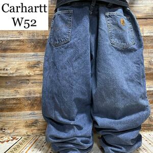 Carhartt カーハート w52 バギーデニム ジーパン ブルー 古着 極太 革タグ ジーンズ オーバーサイズ ビッグサイズ 青 リラックスフィット