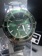 新品 TECHNOS テクノス 腕時計 正規品 アナログ腕時計 クオーツ カレンダー 10気圧防水 ステンレス ビジネス シンプル グリーン プレゼント_画像2