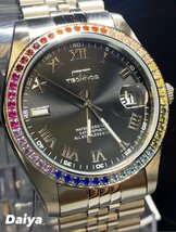 新品 腕時計 正規品 TECHNOS テクノス クオーツ アナログ腕時計 ステンレス 3気圧防水 カレンダー シルバー ブラック メンズ プレゼント_画像1