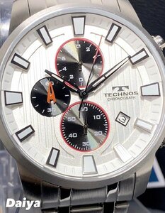 新品 TECHNOS テクノス 腕時計 正規品 アナログ クオーツ クロノグラフ カレンダー ステンレス 5気圧防水 24時間計 メンズ プレゼント