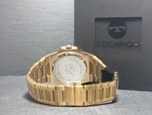 新品 TECHNOS テクノス 正規品 ゴールド ブラック カレンダー オールステンレス クォーツ アナログ腕時計 多機能 5気圧防水 限定モデル　_画像7