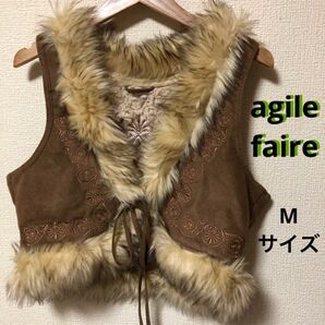 【Mサイズ】agile faire フェイクファーベスト もこもこ