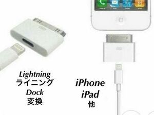 Lightning ライトニング Dock 変換　オス→メス　iPhone iPod アダプター　2個セット　