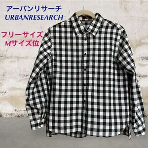 (8) Urban Research URBANRESEARCH проверка рубашка длинный рукав черный чёрный свободный размер 