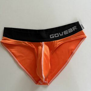 gowear Vシェイプビキニ メンズビキニ　オレンジ　M メンズインナーウエア　スーパーローライズ　ビキニブリーフ　男性インナー　男性下着