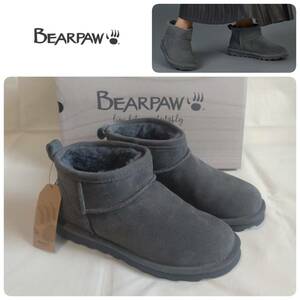 23AW新品★日本正規品 BEARPAW ベアパウ 撥水加工 防汚加工 ムートンブーツ ミニ US7/24cm 定価15,400円 3層インソール♪ ボア