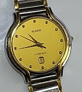 訳あり 腕時計 RADO FLORENCE 129.3644.4 ゴールド盤 社外バンド 電池交換済