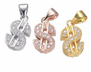  dollar money jpy luck with money up zirconia necklace, silver, Gold 