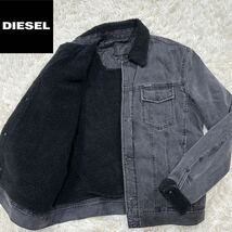 【極上品XL】極美品 DIESEL ディーゼル デニムジャケット Gジャン XLsize グレー コットン 保温性抜群【極暖】ボタン刻印 DIESELパッチ_画像1