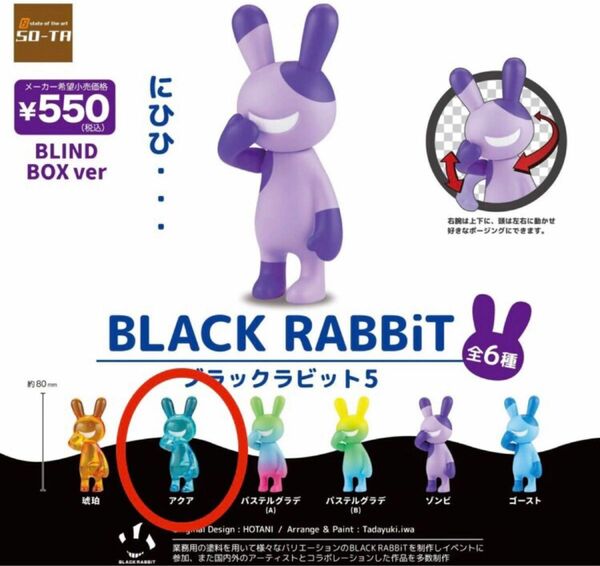 BLACK RABBiT ブラックラビット5 BLIND BOX ver 立ちポーズ アクア クリア /SO-TA/ボックス版