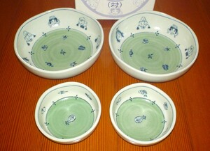 新品　たち吉 オリジナル　七福神 親子鉢揃え　対　中鉢２個　小鉢２個