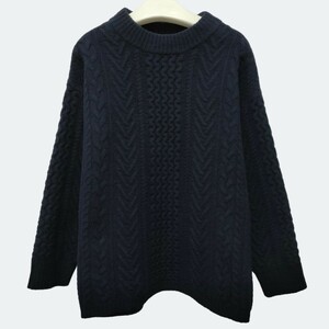 6(ROKU) BEAUTY & YOUTH / ロク レディース ケーブルニットセーター ウール100% ネイビー UNITED ARROWS I-3232