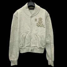 RALPH LAUREN / ラルフローレン レディース スウェットスタジャン ブルゾン ジャケット Mサイズ アイボリー I-3257_画像1