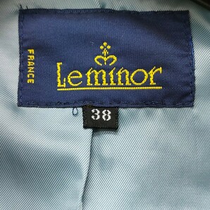 Le minor / ルミノア レディース ウール混 チェック フード ジャケット 羽織り グリーン系チェック柄 size38 日本製 a-1157の画像5