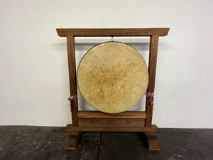 大きな 平太鼓 楽太鼓　[径約51.5㎝] 別上品■天然木 鳥居型台