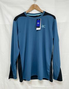 新品■MIZUNO ミズノ アクティブシャツ 2XL 182-188cm ブルー アッシュ 速乾 吸汗 大きいサイズ