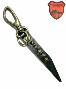  Tochigi leather key holder key ring strap studs made in Japan original leather black new goods unused free shipping total length 16cm