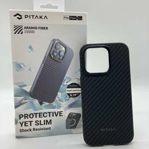 PITAKA iPhone 15 Pro用 ケース 1500Dアラミド繊維 TPU一体 MagSafe対応 MagEZ Case Pro 4 (1500D 黒/グレーツイル柄) /Y13491-P2