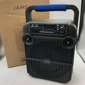 【通電確認済み】JAMELO ワイヤレス カラオケセット 拡声器 PAセット Bluetooth対応 LED マイク2本/Y14044-O3