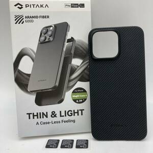 【美品】PITAKA iPhone15proMax ケース 浮織600Dアラミド繊維製 MagSafe対応 MagEZ Case 4/Y14078-P2