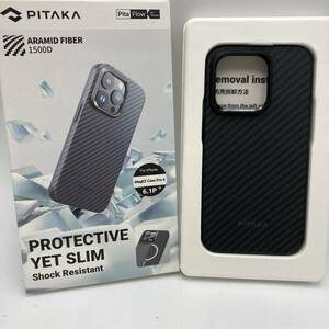 【美品】PITAKA iPhone15pro ケース 浮織600Dアラミド繊維製 MagSafe対応 MagEZ Case 4/Y14095-P2