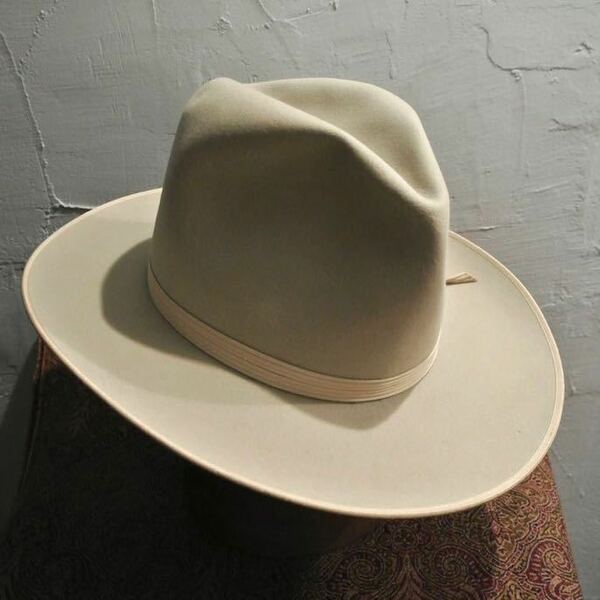 30s VINTAGE STETSON No.1 western hat 7 56cm ヴィンテージウェスタンハットステットソンオープンロードシルバーベリージョニーデップ