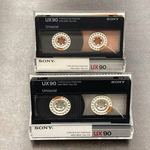 0909T ソニー UX 90分 ハイポジ 2本 カセットテープ/Two SONY UX 90 Type II High Position Audio Cassette