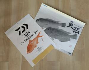 (S8)　 カレンダー【2024　ダイワ魚拓カレンダー/シマノカレンダー魚拓】計２個セット