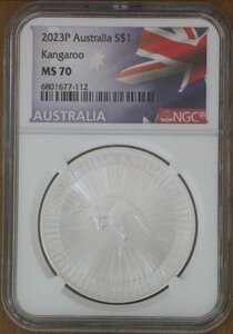 2023-P オーストラリア カンガルー銀貨 NGC MS70 Flag Label