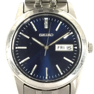 セイコー デイデイト クォーツ 腕時計 7N43-0AM0 ブルー文字盤 メンズ 未稼働品 純正ブレス ファッション小物