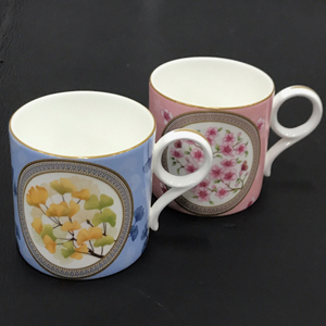 ウエッジウッド マグカップ ペア TOKYO MUG イチョウ ブルー 桜 ピンク ボーンチャイナ 陶器 計2点 保存箱付 WEDGWOOD