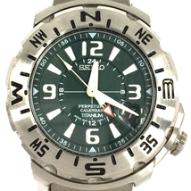 1円 セイコー 腕時計 プロスペックス ランドレック 8F56-0070 パーペチュアルカレンダー TITANIUM 緑文字盤 QZ_画像1