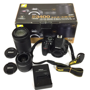 1円 Nikon D3400 AF-P DX NIKKOR 18-55mm 1:3.5-5.6G VR 70-300mm 1:4.5-6.3G ED VR デジタル一眼レフ カメラ C241818
