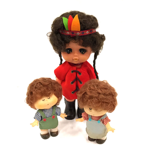 水森亜土 ソフビ 人形 高さ約14.5cm 他 インディアン ドール 含 ホビー 玩具 おもちゃ 計3点 セット 現状品