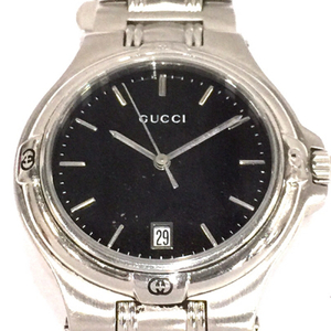 グッチ デイト クォーツ 腕時計 9040M ブラック文字盤 メンズ ファッション小物 純正ブレス GUCCI QR124-33