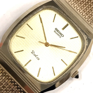 1円 セイコー 腕時計 ドルチェ 5931-5450 スクエア ゴールドカラー 3針 クォーツ メンズ 純正ベルト SEIKO