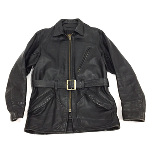 バンソン サイズ 38 レザー 長袖 ジャケット ジップアップ アウター メンズ ブラック系 黒系 ベルト付 vanson