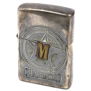 1円 ジッポー オイルライター 喫煙具 マルボロ Marlboro スター 星 シルバーカラー 約5.5×3.8cm 箱付 ZIPPO