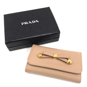 プラダ レザー キーケース 6連 リボン レディース ピンク ゴールドカラー金具 ファッション小物 保存箱付き PRADA