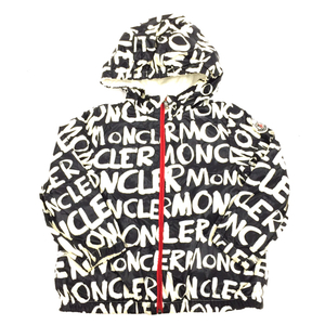 モンクレール サイズ 92cm COSSON 長袖 ジップアップ ジャケット 総柄 ナイロン ベビー ブラック×ホワイト MONCLER