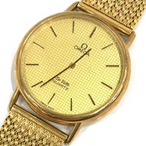 オメガ デビル プッシュ式 クォーツ 腕時計 メンズ ゴールドカラー ラウンドフェイス 純正ブレス OMEGA QR011-86_画像1