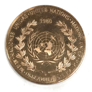 送料360円 フランクリンミント 国連平和メダル 1980 銀貨 総重量24g ケースなし 同梱NG