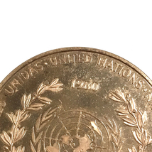 送料360円 フランクリンミント 国連平和メダル 1980 銀貨 総重量24g ケースなし 同梱NG_画像3