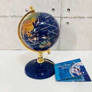 宝石地球儀 ラピスラズリ 天然石 Gemstone Globe ジェムストーングローブ 卓上地球儀 ブルー 世界地図