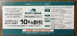 ☆阪神甲子園球場グッズショップ10％割引券2枚セット☆阪急阪神ホールディングスグループ優待☆阪神タイガース☆有効期限2024年11月30日☆