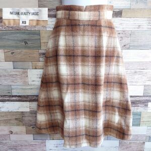【NATURAL BEAUTY BASIC】オンブレチェックシャギースカート スカート ウール