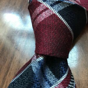 renoma Renoma necktie wine red check pattern 